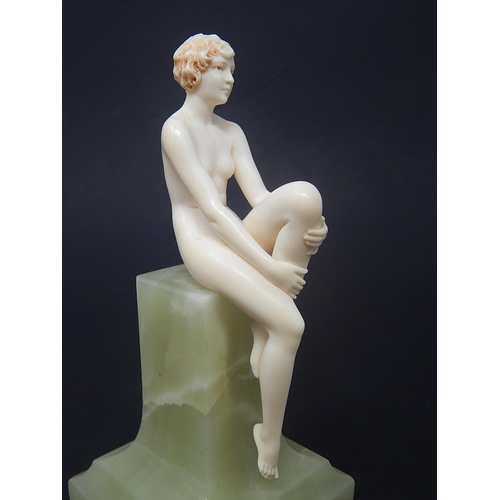 100 - Ferdinand Preiss (German, 1882-1943) Art Deco carved ivory figure depicting a young naked female on ... 