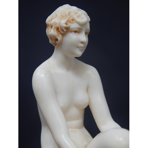 100 - Ferdinand Preiss (German, 1882-1943) Art Deco carved ivory figure depicting a young naked female on ... 