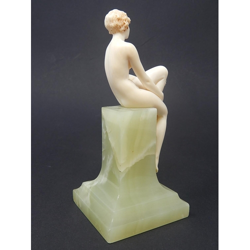 100 - Ferdinand Preiss (German, 1882-1943) Art Deco carved ivory figure depicting a young naked female on ... 