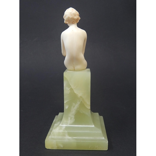 100 - Ferdinand Preiss (German, 1882-1943) Art Deco carved ivory figure depicting a young naked female on ... 