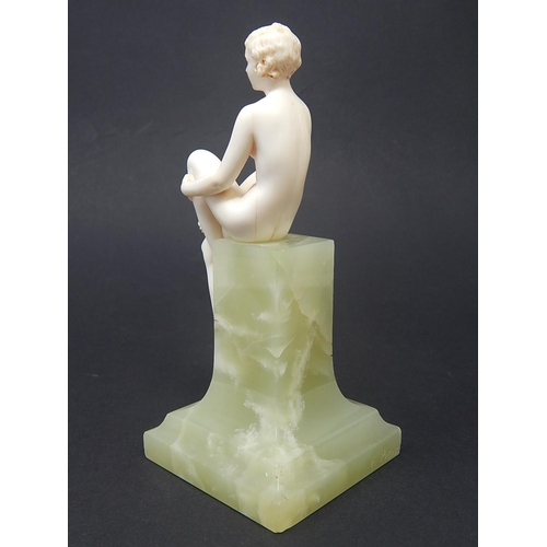 100 - Ferdinand Preiss (German, 1882-1943) Art Deco carved ivory figure depicting a young naked female on ... 