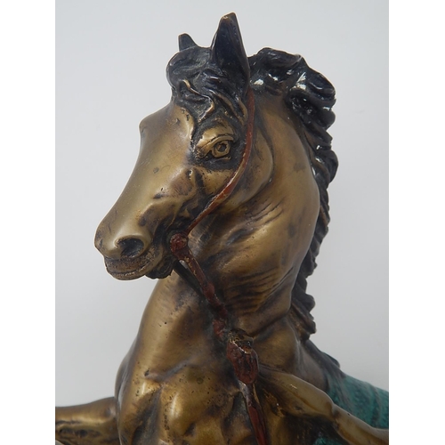 102 - Large Bronze Rearing Horse: Measures 37cm High