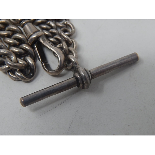 11 - Silver Watch Chain with T-Bar & Clip