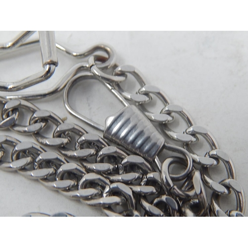 12 - Silver Watch Chain & Clips