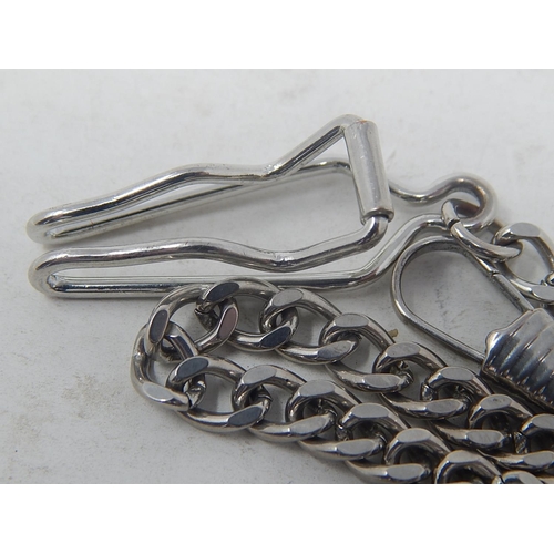 12 - Silver Watch Chain & Clips