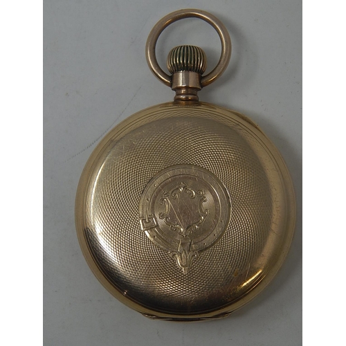 2 - Waltham 14ct Gold Plated Pocket Watch: 5cm Diameter.