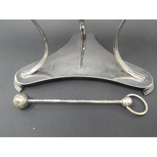 20 - Victorian Silver Plated Table Bell & Beater by L&W: Measures 21.5cm High.