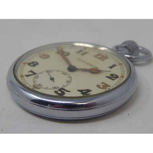 8 - WWII Jaeger Le Coultre Pocket Watch: G.T.S.P 281389: 5cm Diameter