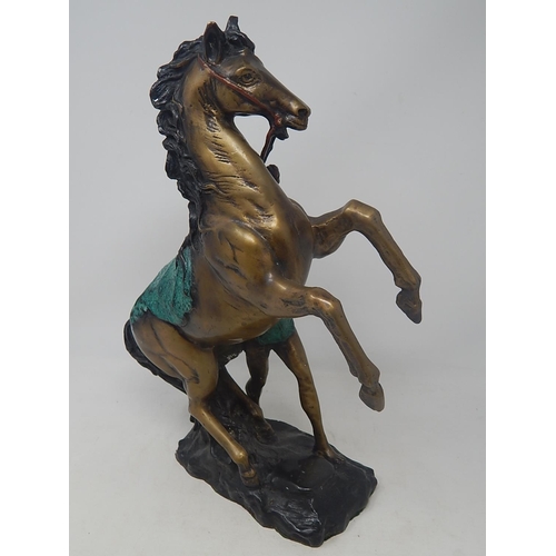 102 - Large Bronze Rearing Horse: Measures 37cm High