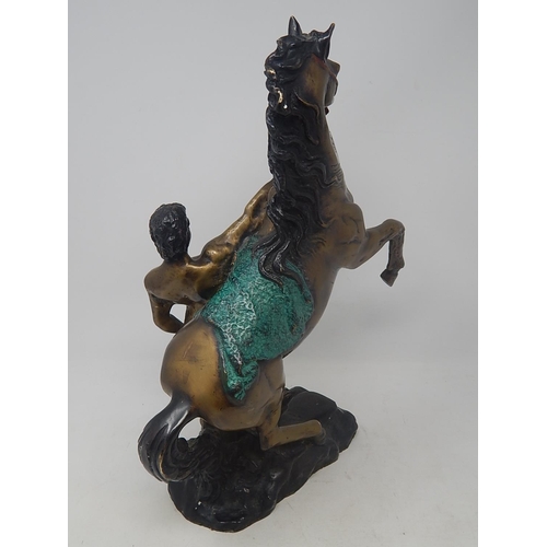 102 - Large Bronze Rearing Horse: Measures 37cm High