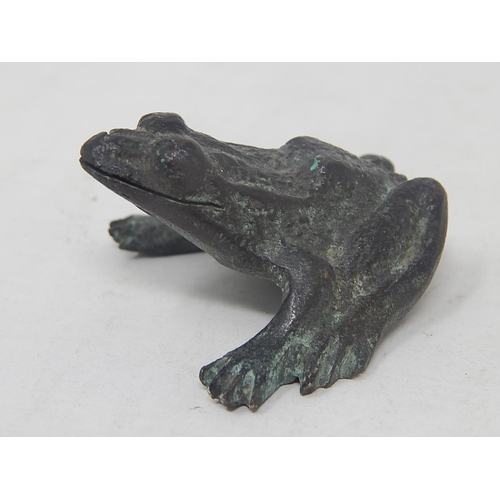 103 - Antique Bronze Frog: Measures 5cm