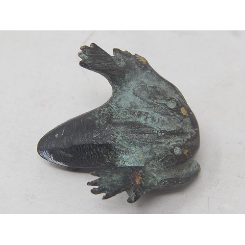 103 - Antique Bronze Frog: Measures 5cm