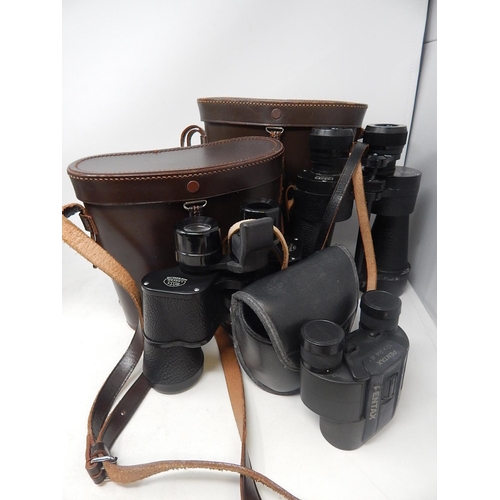 108 - Three Pairs of Binoculars: Two Pairs by ROSS of London in Leather Cases & one by Pentax.