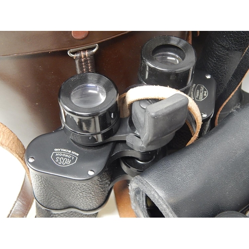 108 - Three Pairs of Binoculars: Two Pairs by ROSS of London in Leather Cases & one by Pentax.