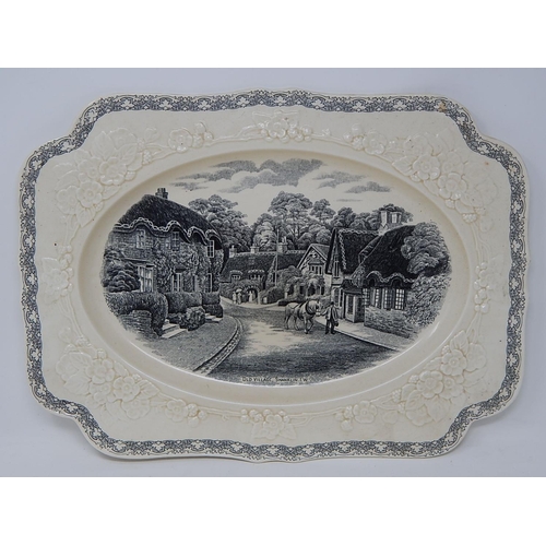 149 - Creamware Platter, transfer printed with a scene of 