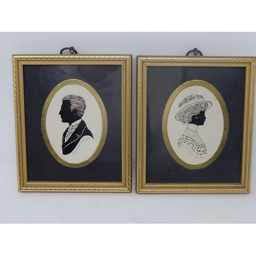 160 - A Pair of Framed Silhouettes of a Lady & Gentleman signed 