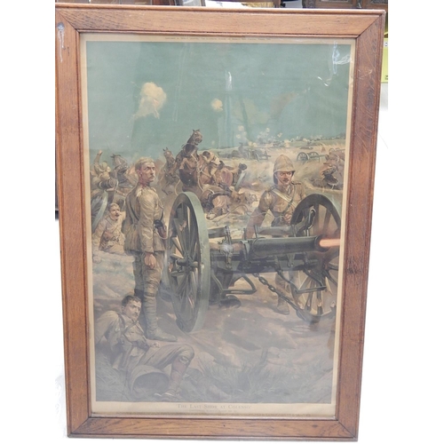 323 - Antique Print of The Last Shot at Colenso: Framed & Glazed. Measures 100cm x 70cm