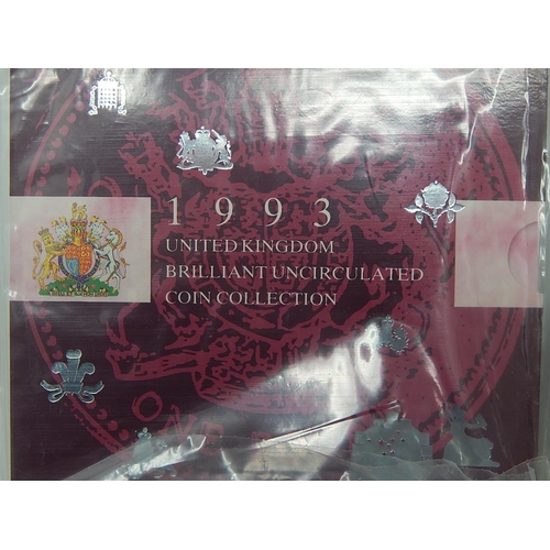 193 - 6 x Brilliant Uncirculated packs dated 1993, 1997, 1998, 1999 China 1997 and a Diana memorial coin