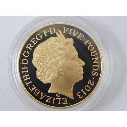 194 - 2013 Silver £5 coin gold plated