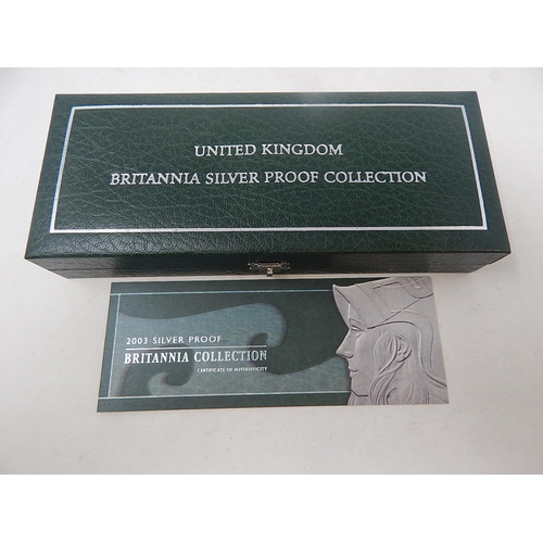 202 - 2003 Silver Britannia 4-coin set practically as struck in original box with COA