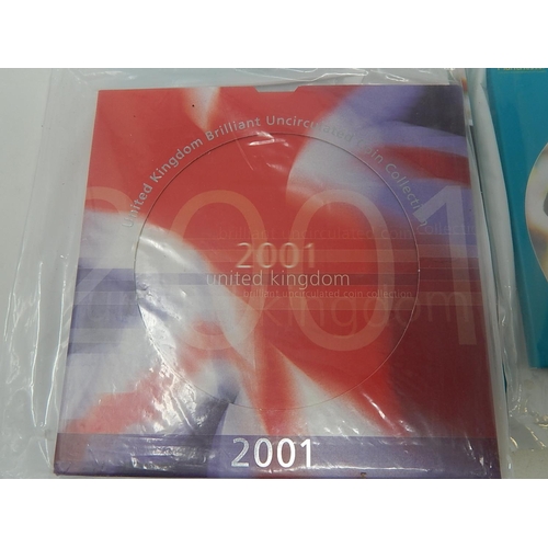 213 - 2002 £2 x 2; Brilliant Uncirculated Sets 2001, 2002, 2006 2009