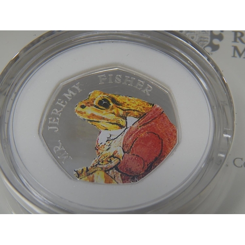 219 - 2016 Beatrix Potter 50p Silver Proof Jeremy Fisher practically as struck in original box with COA