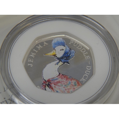 221 - 2016 Beatrix Potter 50p Silver Proof Jemima Puddle-Duck practically as struck in original box with C... 