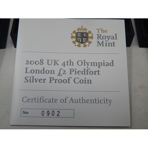 228 - 2008 Olympic Handover Ceremony Piedfort £2 x 2; 2008 £5 Proof x 2