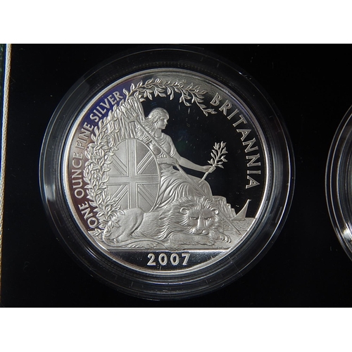 242 - 2007 Silver Britannia Proof Set practically as struck in original box with COA