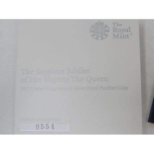 244 - 2013 Christopher Ironside 50 Pence Piedfort; 2017 Saphire Jubilee Piedfort Crown