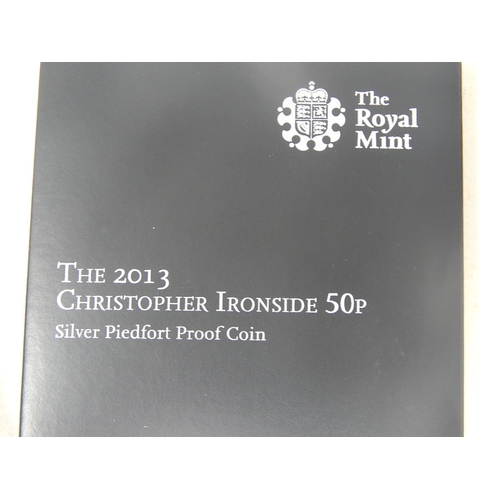 244 - 2013 Christopher Ironside 50 Pence Piedfort; 2017 Saphire Jubilee Piedfort Crown