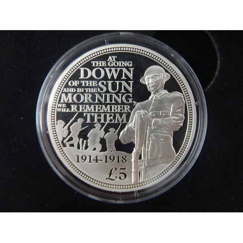 250 - WWI Silver Commemorative Crown; 2004 Silver £1; 2005 Silver Piedfort Pound; 2012 London Handover to ... 