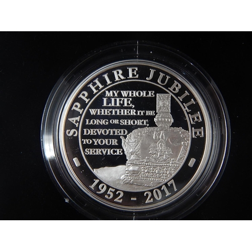 252 - Tristan da Cunha Queen and Prince Philip £5; Sapphire Jubilee £5 Silver Proof; Prince Charlotte Silv... 