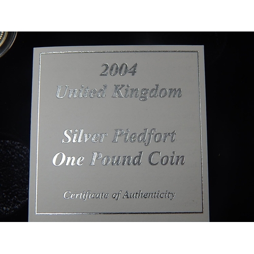 267 - 2004 Piedfort Silver £1 practically as struck in original cases of issue with COA