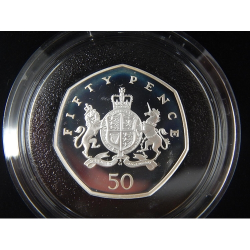 270 - 2013 Christopher Ironside Proof Silver 50p practically as struck in original cases of issue with COA