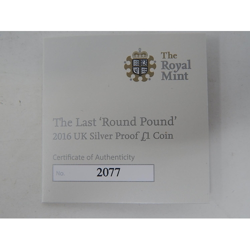 275 - The last round Pound Silver Proof coin practically as struck in original cases of issue with COA