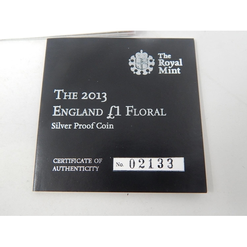 278 - 2013 £1 Silver Proof; 2014 £1 Piedfort practically as struck in original cases of issue with COA