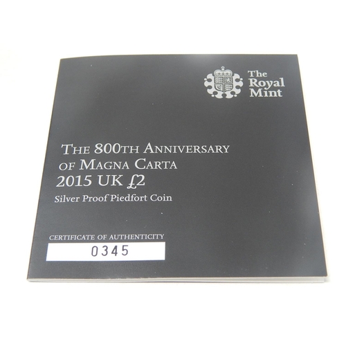 279 - 2013 Silver £1 Royal Birth; Magna Carta 2015 Silver £2 coin; Magna Carta £2 coin Piedfort practicall... 