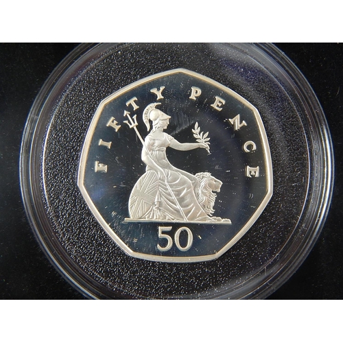 285 - 2001 £1 Silver Proof special frosted finish; 1997 50p pair Silver Proof practically as struck in ori... 