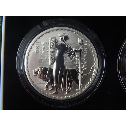 289 - 2001 Silver Britannia Proof Collection (4 coins)  practically as struck in original cases of issue w... 