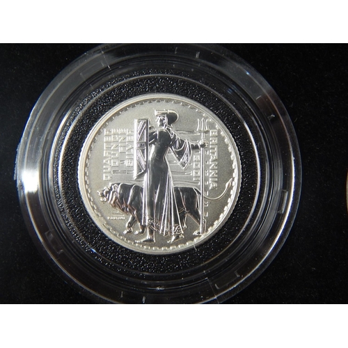 289 - 2001 Silver Britannia Proof Collection (4 coins)  practically as struck in original cases of issue w... 