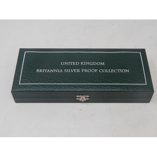 289 - 2001 Silver Britannia Proof Collection (4 coins)  practically as struck in original cases of issue w... 