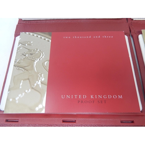 294 - 2002, 2003 De-luxe Proof Sets practically as struck in original cases of issue with COA