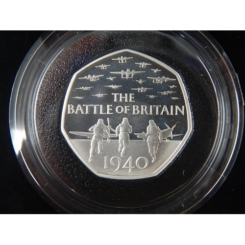 296 - 2014 Trinity House Proof Piedfort £2; Battle of Waterloo Proof Piedfort £5; Battle of Britain 2015 P... 