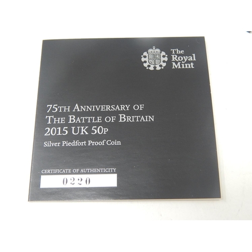 296 - 2014 Trinity House Proof Piedfort £2; Battle of Waterloo Proof Piedfort £5; Battle of Britain 2015 P... 