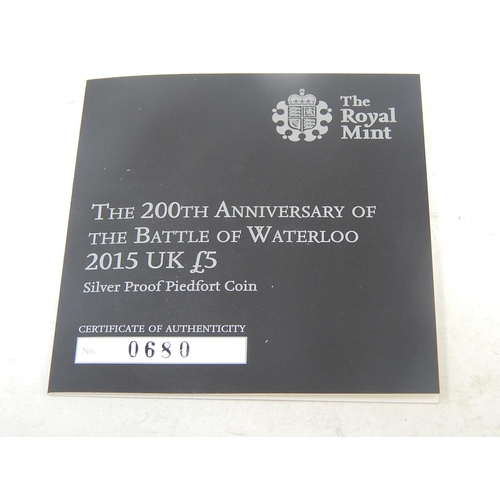 296 - 2014 Trinity House Proof Piedfort £2; Battle of Waterloo Proof Piedfort £5; Battle of Britain 2015 P... 