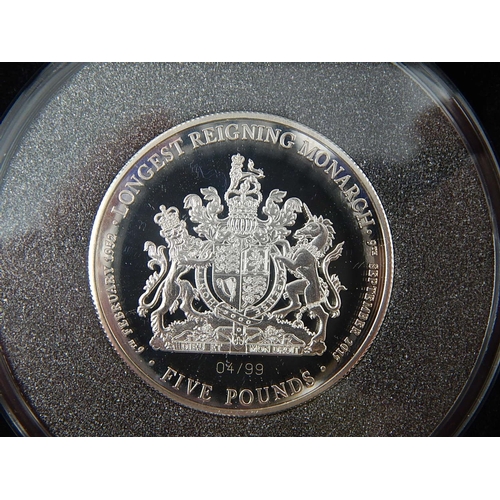 297 - £5 Longest Reign Piedfort; Royal Ascension Set GB/Canada/Australia; 2003 Proof Silver Crown