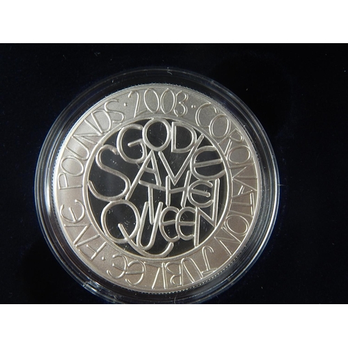 297 - £5 Longest Reign Piedfort; Royal Ascension Set GB/Canada/Australia; 2003 Proof Silver Crown