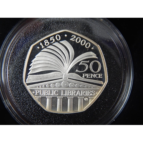 307 - £2 1997, 1998; Libraries Piedfort; Social & Political 50p; Queen's Jubilee Silver medallion