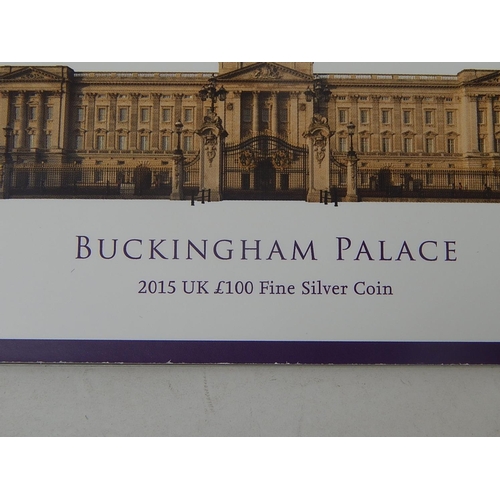 15 - UK Royal Mint Buckingham Palace £100 Silver coin in original pack Mint State